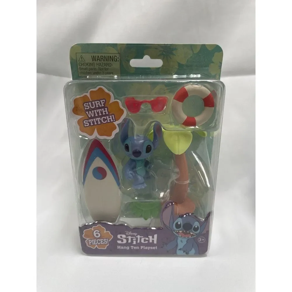 Just Play Disney Stitch Hang Ten Playset 6 Pieces Surf Cake‎ Topper Figure NIB